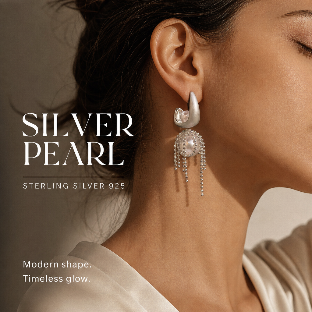 French Romantic Pearl Fringe Stud Earrings