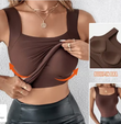 💕2-Piece Set ✨Women’s U Neck Thermal Tank Tops with Built-In Bra 🧥Warm Base Layer Sleeveless Top