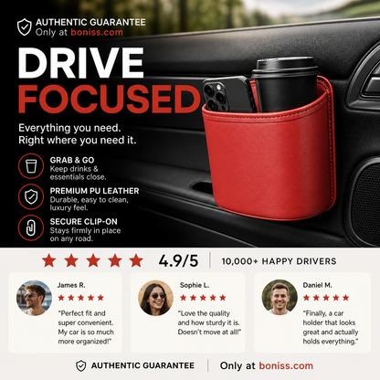 🥳2026 HOT SALE🥳💞95K+ SOLD!🚗🧺 50% OFF! Leather Car Door Cup Holder – Wide‑mouth opening, easy reach for drinks & phone. Clip‑on secure fit. PU leather, tough & stylish. 🛡️✨