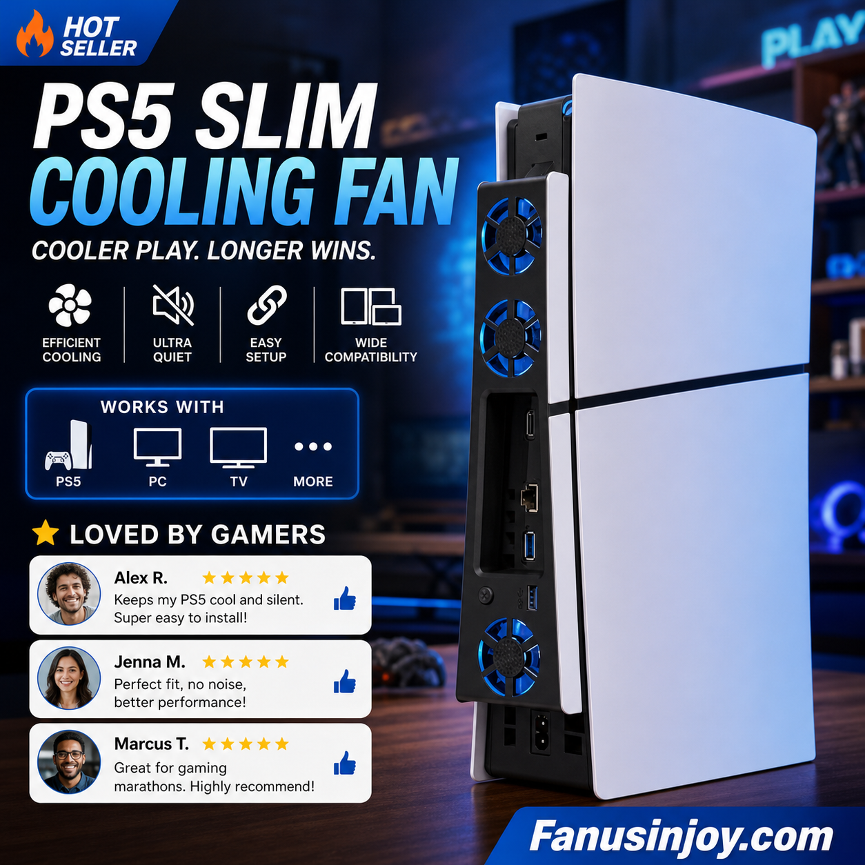 🔥Limited time 50% off！🌬️Must-have for summer gamers！❄️External Cooling Fan for PS5 Slim