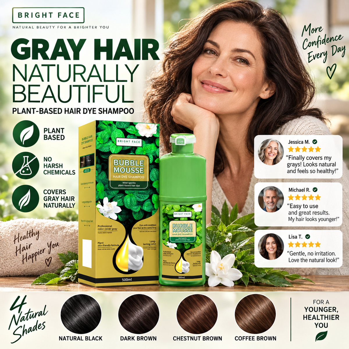 💥Long‑Lasting Plant‑Based Foam Hair Dye｜Ammonia‑Free Easy DIY At‑Home Foam Hair Color
