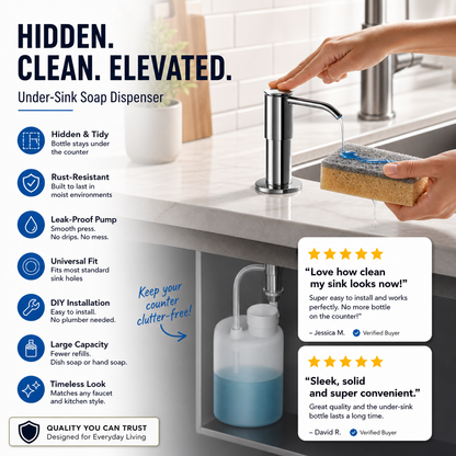 ⏰LIMITED-TIME 50% OFF! 🧼🚰 Stop reaching for that messy soap bottle — this built-in dispenser gives you soap on demand, no clutter, no spills. 🍽️