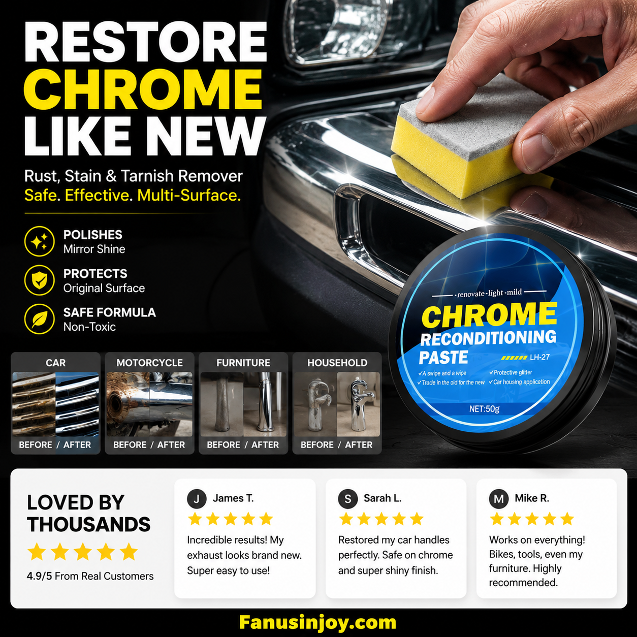 🔥Hot-selling product-🚗The rust stains really do affect the appearance！Car Chrome Restoration Paste