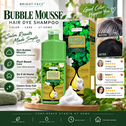 🥳💞68K+ SOLD💇‍♀️💈Long-Lasting Plant-Based Bubble Mousse Hair Dye Shampoo, Gentle At-Home Gray Hair Coverage🛡️👍