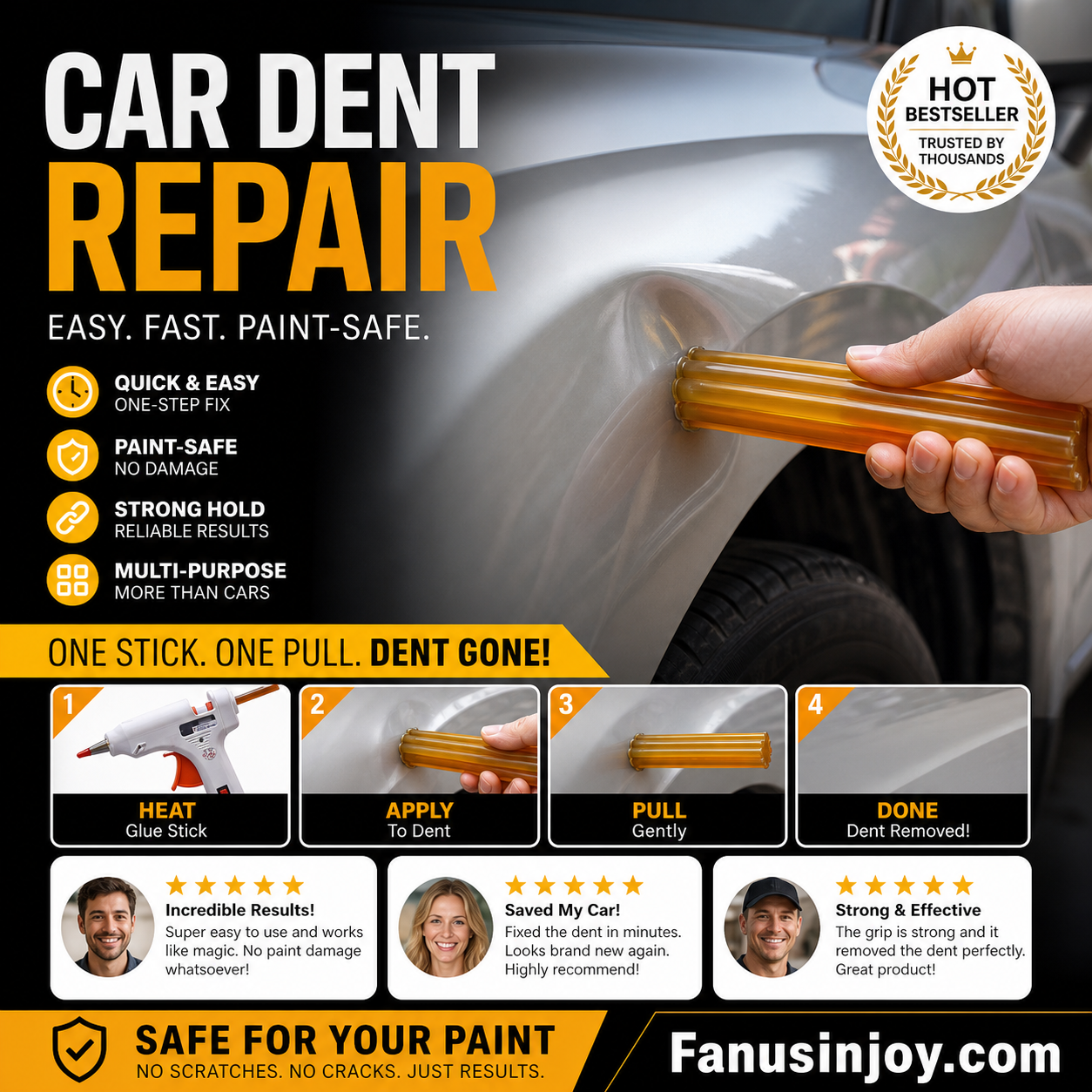 ✨️Buy 5 Get 5 Free! 🛠️Fix car dents effortlessly! 🚗Paintless Dent Repair Glue Stick for Car