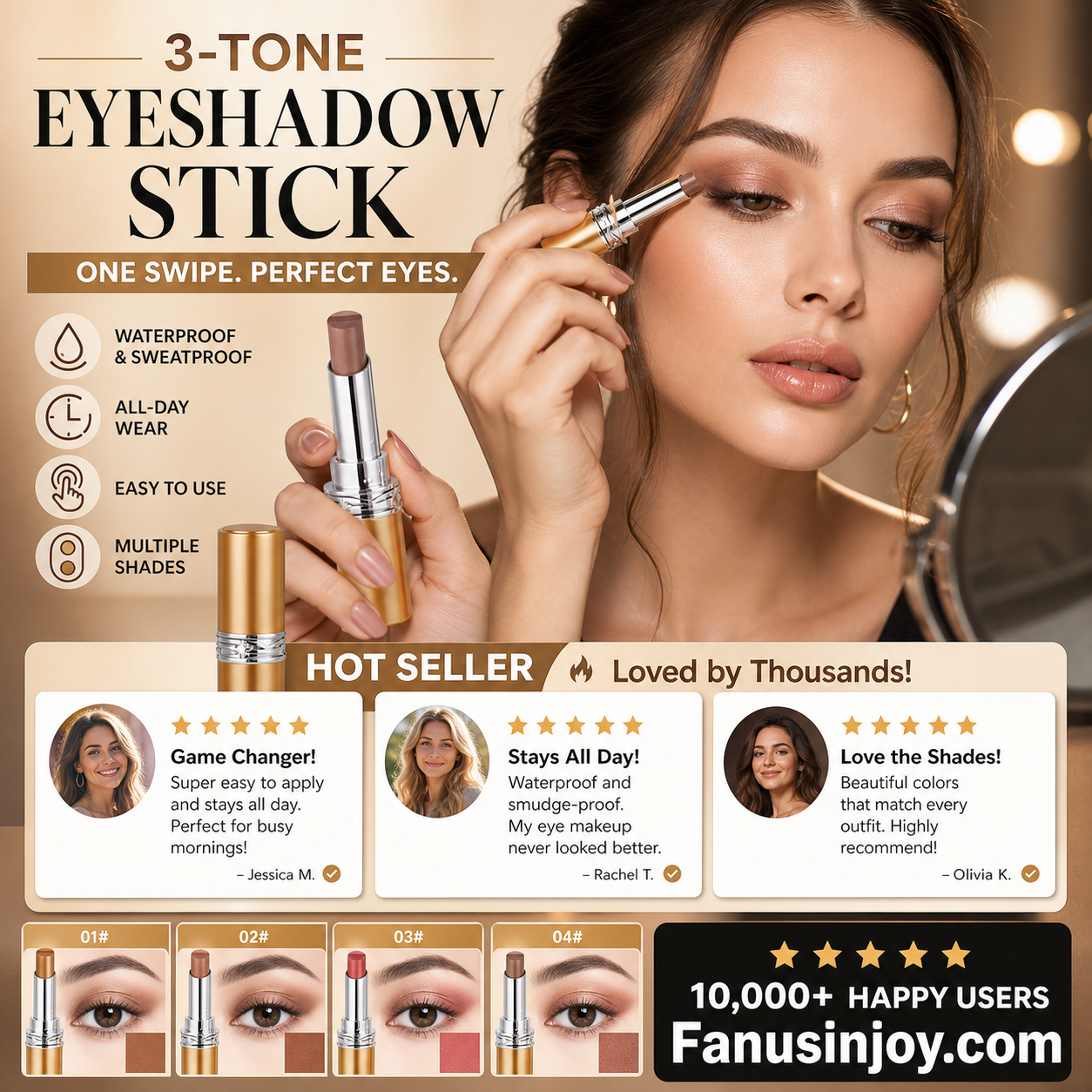 👱‍♀️Recommended by celebrity makeup artists! ✨️Create your beauty with one stroke! 👀3-Tone Gradient Eyeshadow Stick