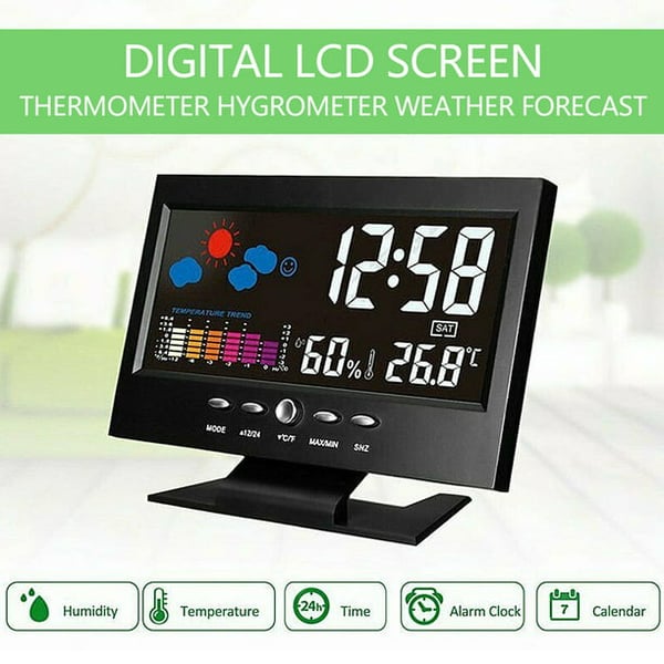 🔥Sale 50%🔥Digital LED Temperature Humidity Monitor Weather Forecast LED Table Alarm Clock