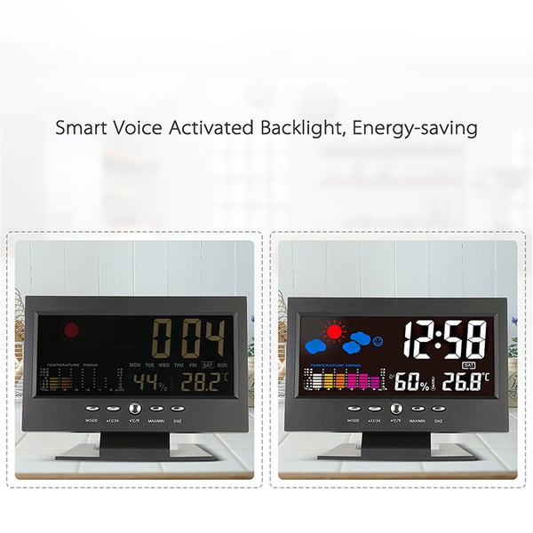 🔥Sale 50%🔥Digital LED Temperature Humidity Monitor Weather Forecast LED Table Alarm Clock