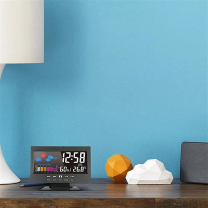 🔥Sale 50%🔥Digital LED Temperature Humidity Monitor Weather Forecast LED Table Alarm Clock
