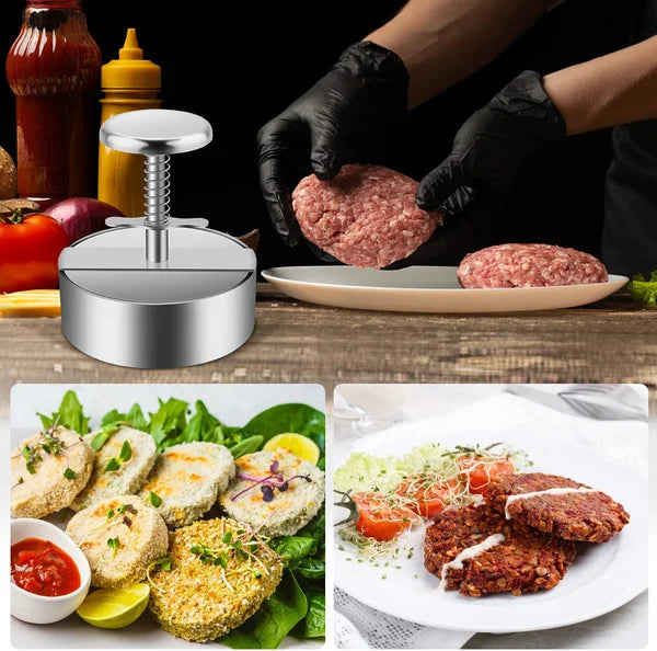 🍔 50% OFF HOT SALE! Manual Meat Press for Burger Patties – 304 Stainless Steel, Dishwasher Safe & Non-Stick ✨