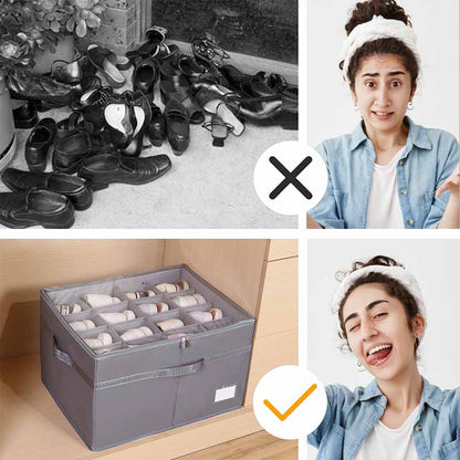 🎁2026 New Arrivals 50% OFF💥Shoe Organizer with Adjustable Dividers & Clear Cover – Extra-Large Capacity, Durable Fabric & Easy Installation 🔍✨