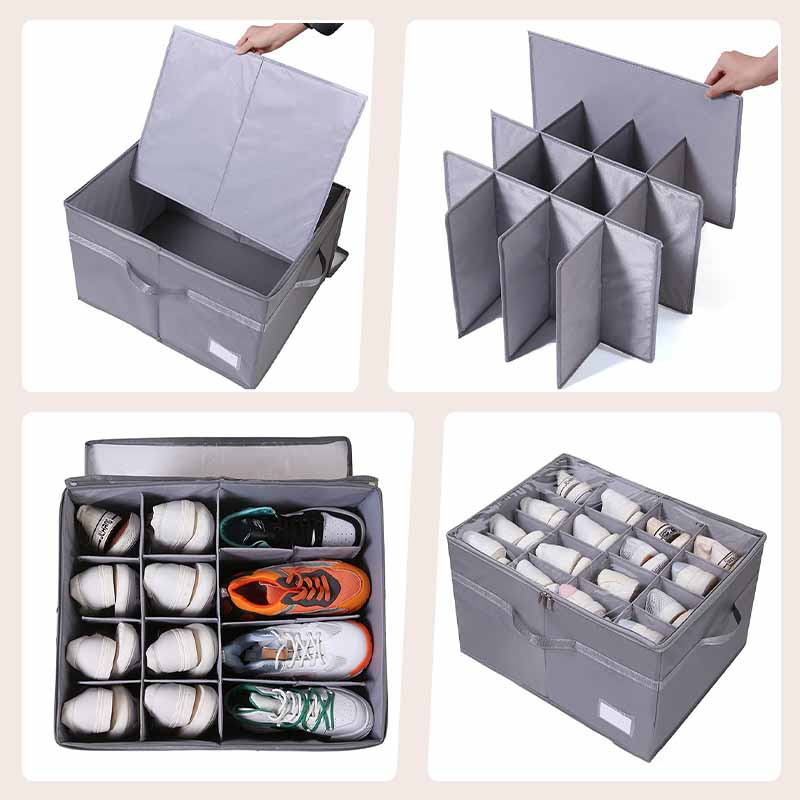 🎁2026 New Arrivals 50% OFF💥Shoe Organizer with Adjustable Dividers & Clear Cover – Extra-Large Capacity, Durable Fabric & Easy Installation 🔍✨