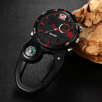 Round Screen Outdoor Carabiner Watch with Compass