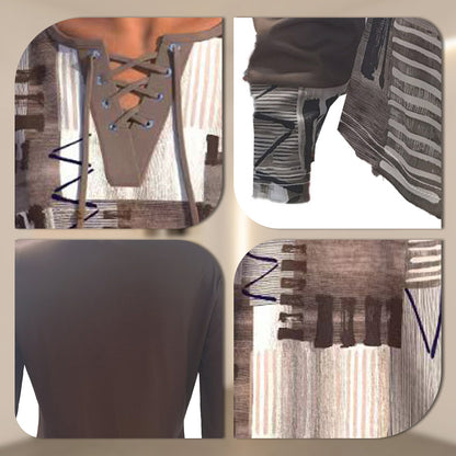 Women's Geometric Print Long Sleeve Top with Tie Front