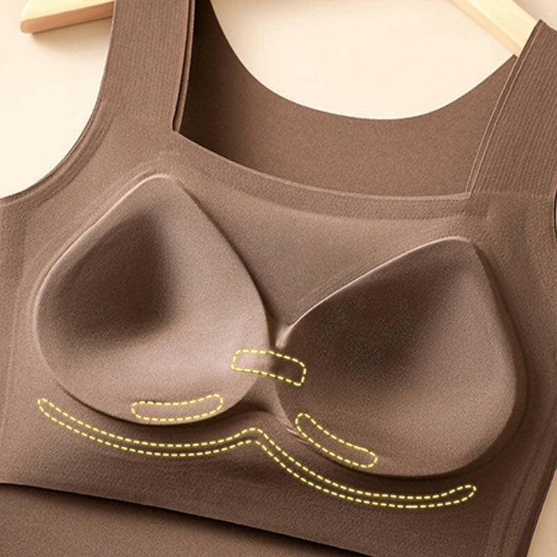 💕2-Piece Set ✨Women’s U Neck Thermal Tank Tops with Built-In Bra 🧥Warm Base Layer Sleeveless Top
