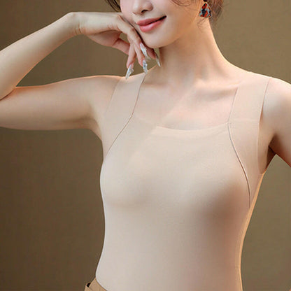 💕2-Piece Set ✨Women’s U Neck Thermal Tank Tops with Built-In Bra 🧥Warm Base Layer Sleeveless Top