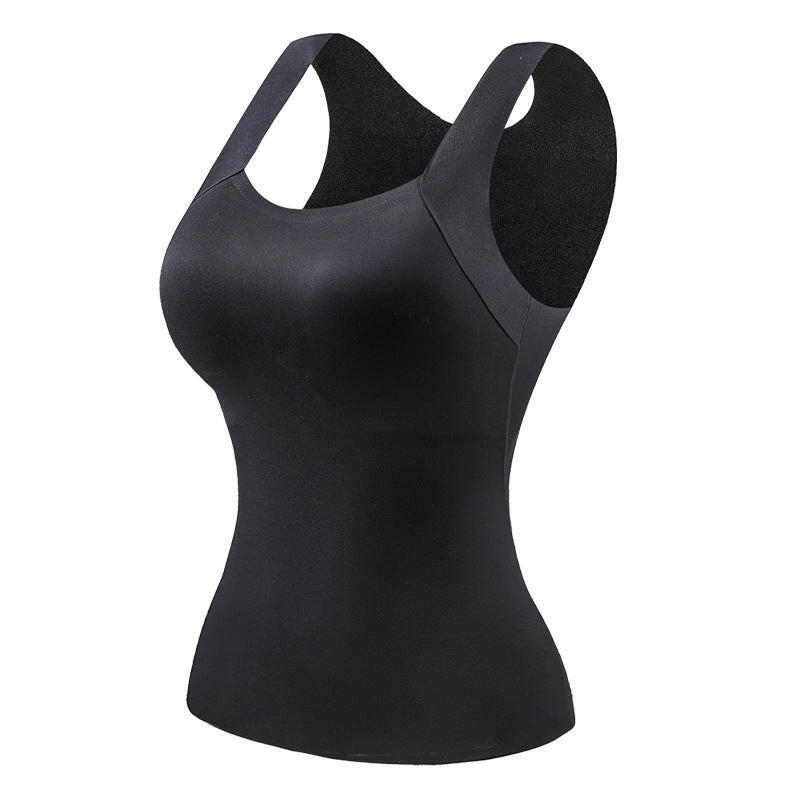 💕2-Piece Set ✨Women’s U Neck Thermal Tank Tops with Built-In Bra 🧥Warm Base Layer Sleeveless Top