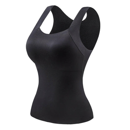 💕2-Piece Set ✨Women’s U Neck Thermal Tank Tops with Built-In Bra 🧥Warm Base Layer Sleeveless Top