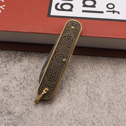 Damascus Steel Mini Keychain Pocket Folding Knife