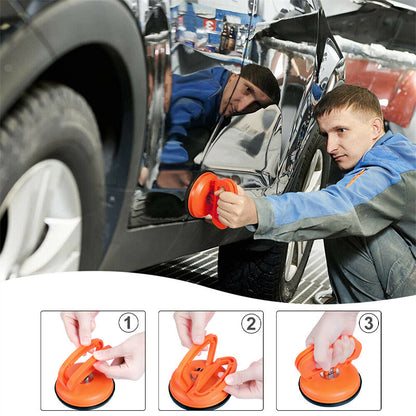 Suction cups to remove dents from car bodywork