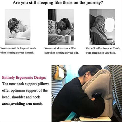 ✈️ LIMITED-TIME 50% OFF! 💨 Inflatable Travel Pillow | 360° Support – Soft Flocking, Quick Inflate, Compact ✨