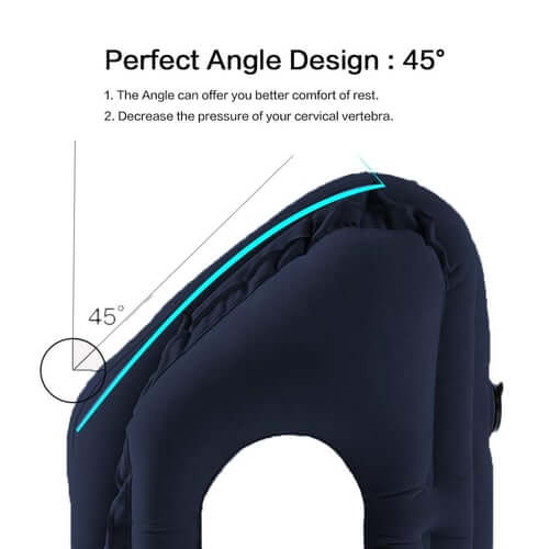 ✈️ Inflatable Ergonomic Hollow-Cutout Travel Pillow – PVC Flocking, Quick Inflate, With Storage Bag ✨