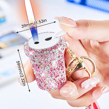 Sparkling Rhinestones Milk Tea Lighter Keychain