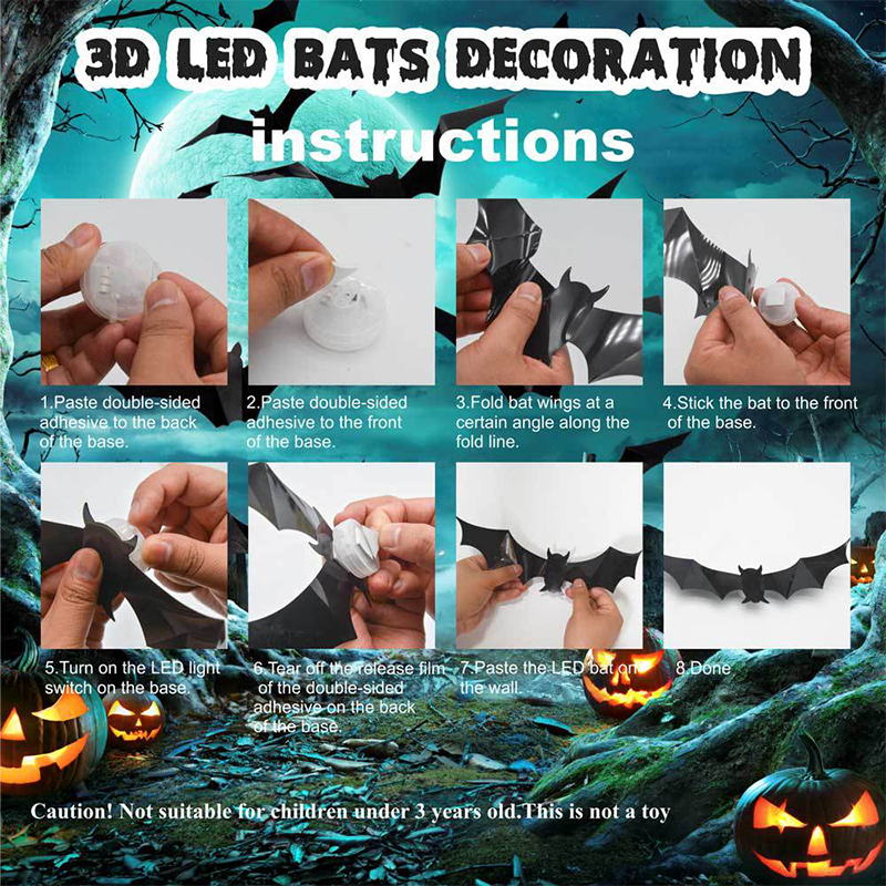 🦇Spooky 3D Bat LED Wall Light, Halloween Indoor Outdoor Wall Decoration Light👻