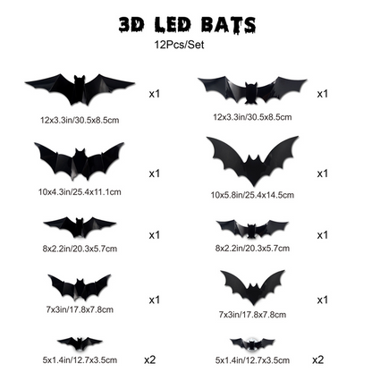 🦇Spooky 3D Bat LED Wall Light, Halloween Indoor Outdoor Wall Decoration Light👻