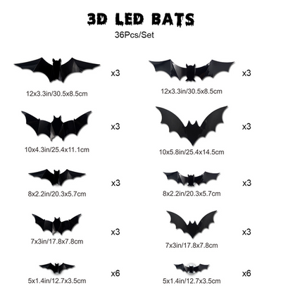 🦇Spooky 3D Bat LED Wall Light, Halloween Indoor Outdoor Wall Decoration Light👻