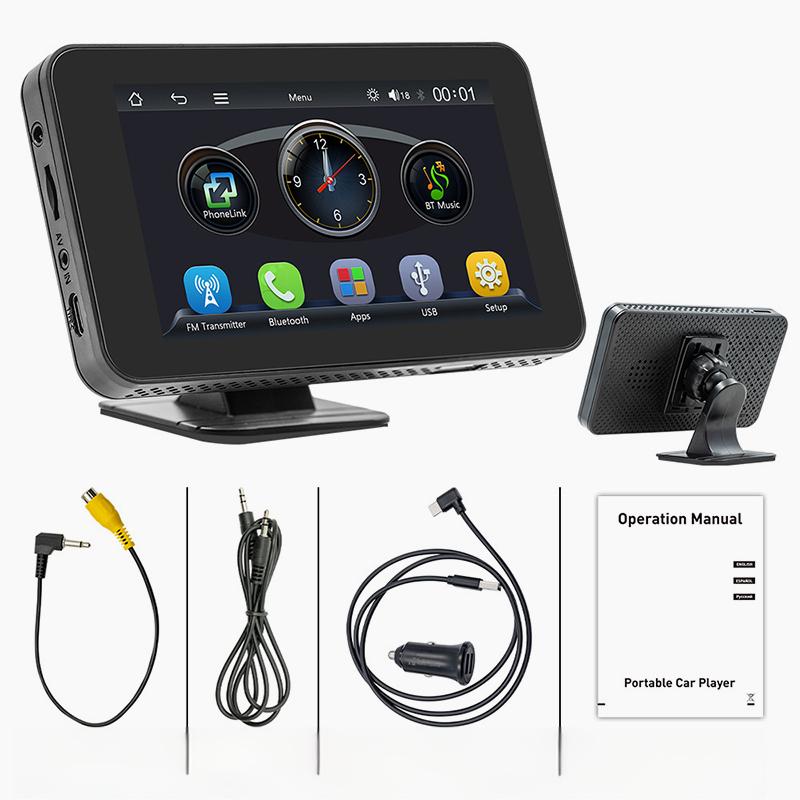 📱4.7-inch HD Touchscreen Multimedia Car Player— Swipe with your fingertips and instantly transform your vehicle into a smart entertainment hub!🚗✨