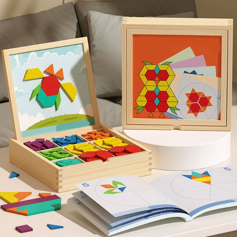 Wooden Magnetic Pattern Block Puzzle Set