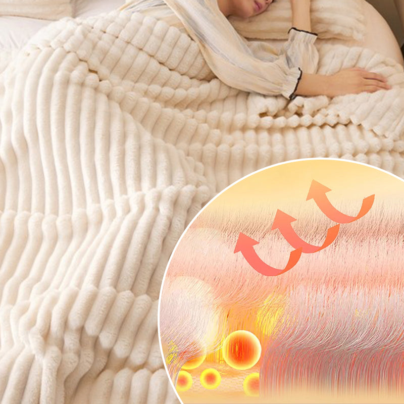 🎁Super Soft Fur Ribbed Fleece Throw Blanket🔥