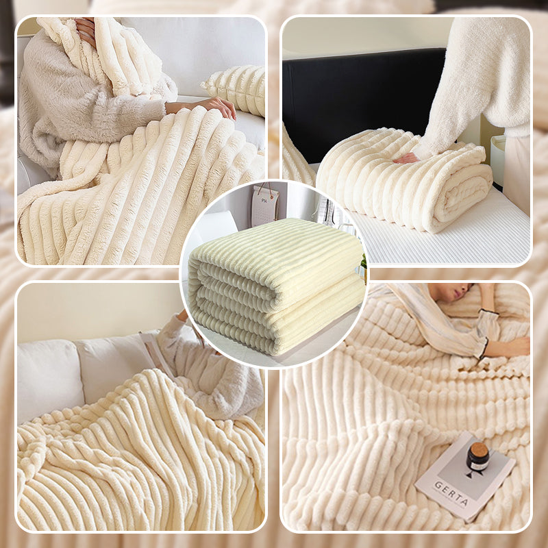 🎁Super Soft Fur Ribbed Fleece Throw Blanket🔥