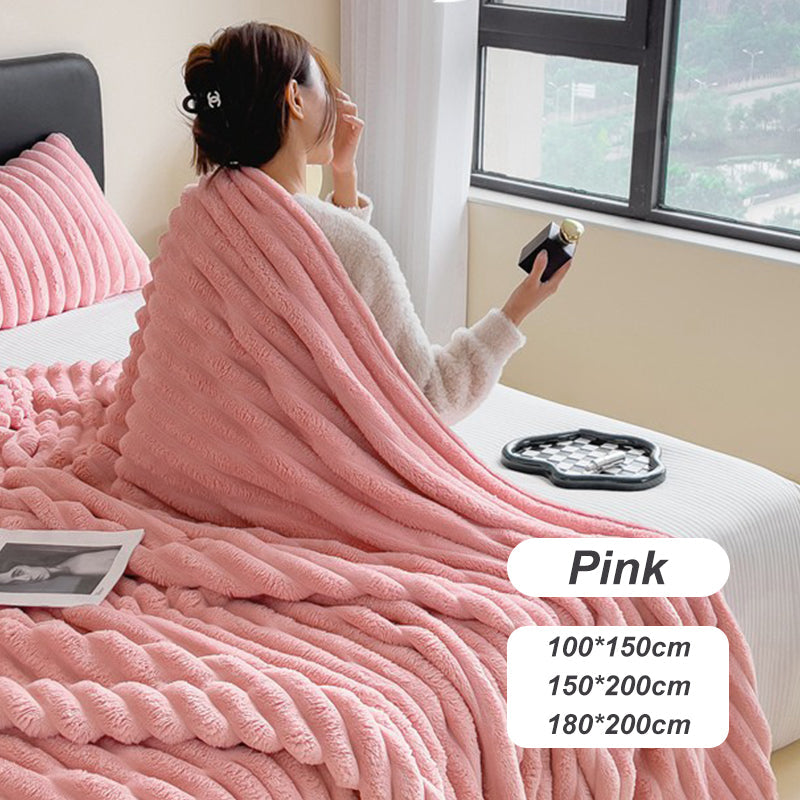 🎁Super Soft Fur Ribbed Fleece Throw Blanket🔥
