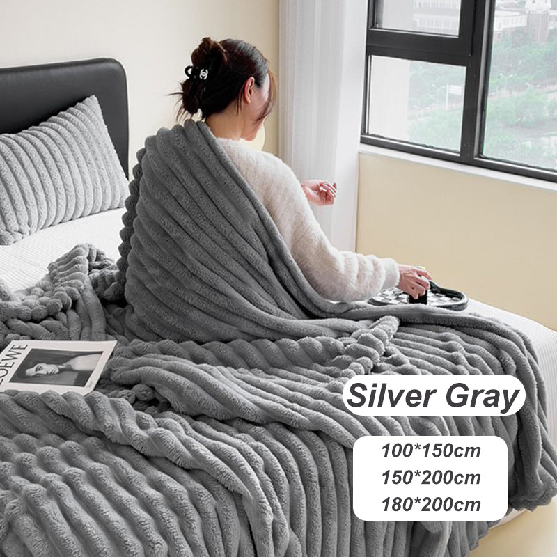 🎁Super Soft Fur Ribbed Fleece Throw Blanket🔥