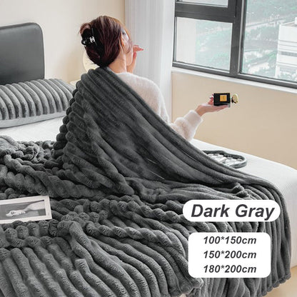 🎁Super Soft Fur Ribbed Fleece Throw Blanket🔥