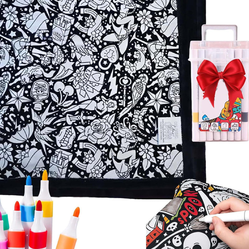 🔥50% OFF🔥DIY Coloring Blanket with Markers