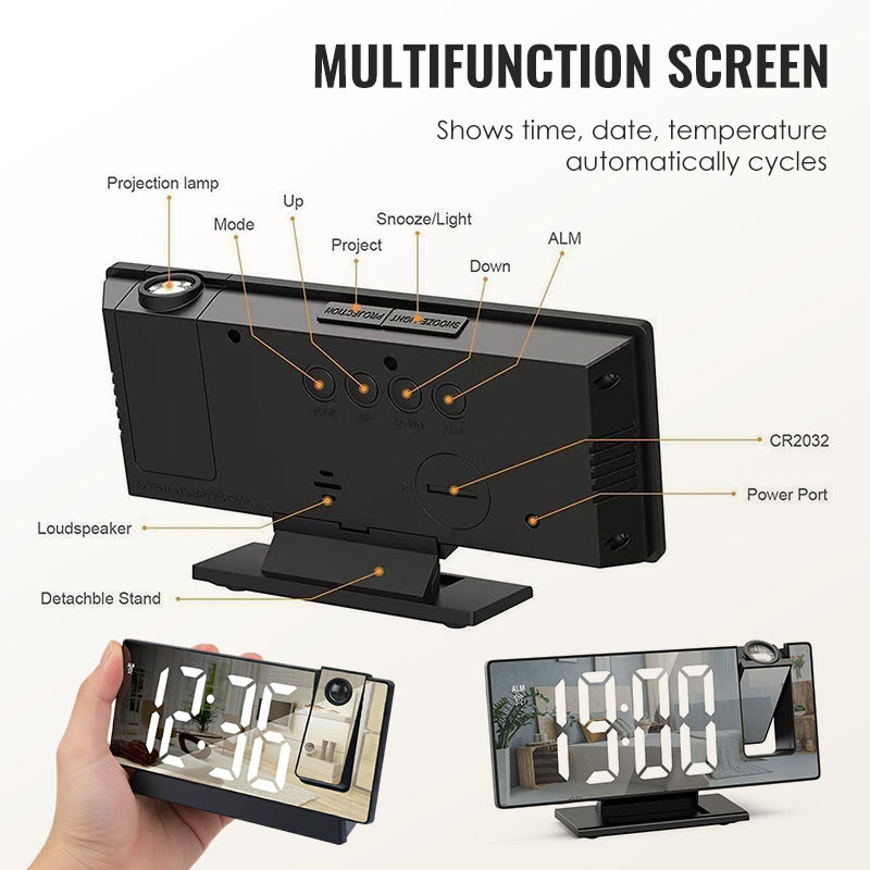 ⏳Time-limited Special⏰LED Mirror Projection Alarm Clock🕰️🎁