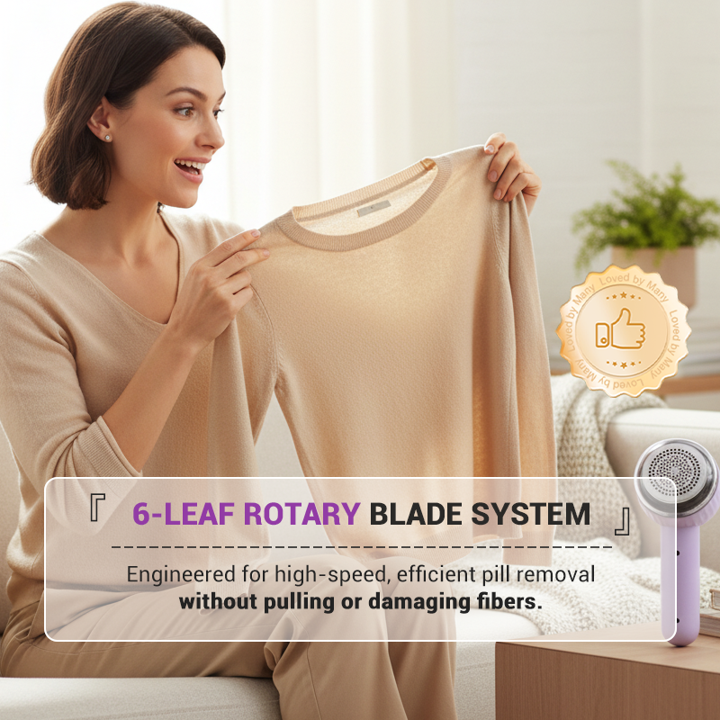 🔥 “Six-Blade Cyclone” Powerful Fabric Lint Remover ✨ —— Professional-grade garment revitalization, say goodbye to embarrassing lint balls!