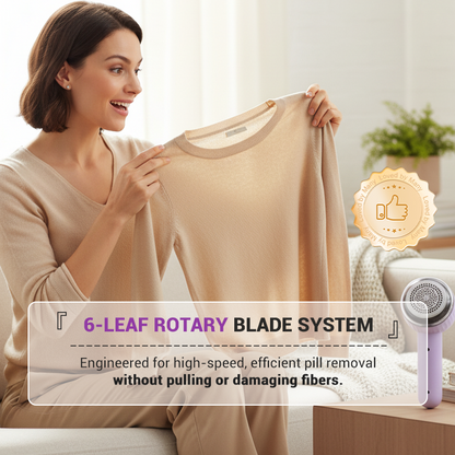 🔥 “Six-Blade Cyclone” Powerful Fabric Lint Remover ✨ —— Professional-grade garment revitalization, say goodbye to embarrassing lint balls!