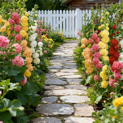✨ Sow hollyhock seeds🌱 and harvest a wall full of colorful flowers!🌺