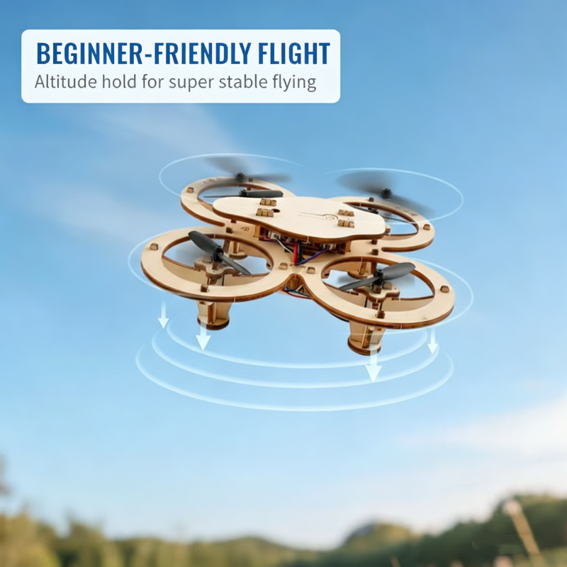 ✈️ LIMITED-TIME 50% OFF! 💥 DIY Wooden Drone Building Kit – Altitude Hold, STEM Learning, Family Fun ✨