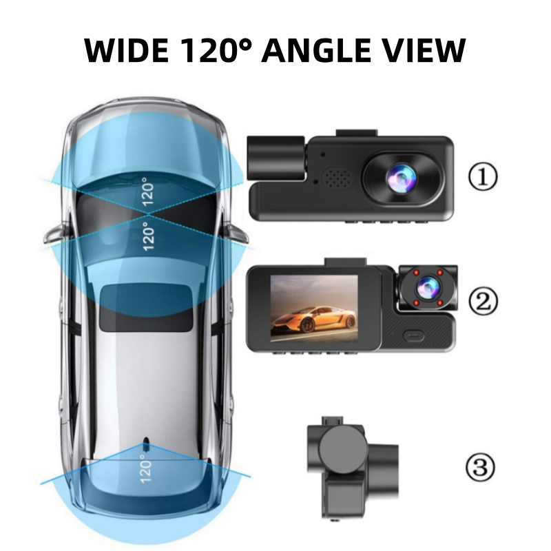 📸 3-Channel 1080P Dash Cam with WiFi🚗
