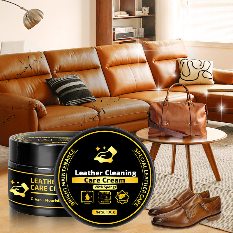 ✨ Leather Care & Cleaning Cream with Sponge 🧼