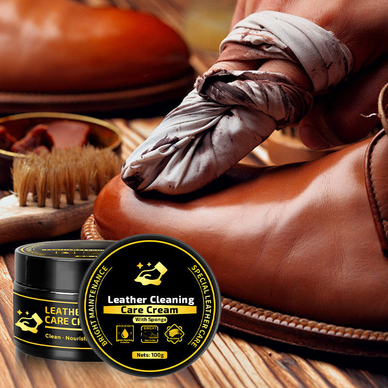 ✨ Leather Care & Cleaning Cream with Sponge 🧼