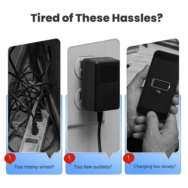 6-in-1 Power Strip with 3 Outlets & 3 USB Ports