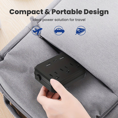 6-in-1 Power Strip with 3 Outlets & 3 USB Ports
