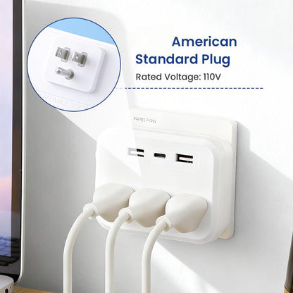 6-in-1 Power Strip with 3 Outlets & 3 USB Ports