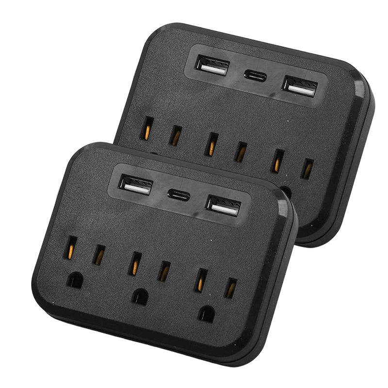 6-in-1 Power Strip with 3 Outlets & 3 USB Ports